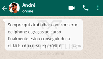 Depoimento do Curso de Manutenção de Iphone
