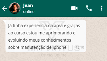 Depoimento do Curso de conserto de Iphone Online